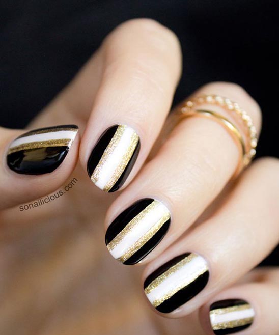 Black and Gold Short Nail Designs