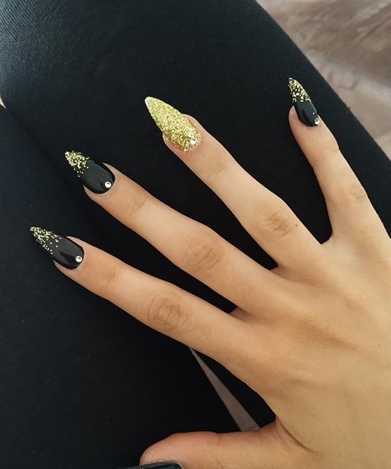Black and Gold Tip Nails