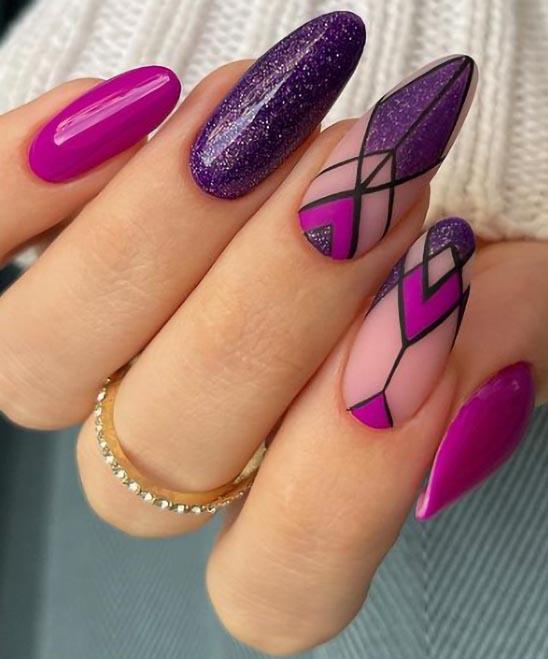 Black and Purple Nail Designs