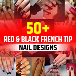 Black and Red French Tip Nails