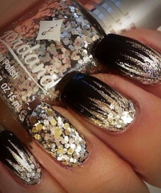 Black and Rose Gold Cute Nail Designs