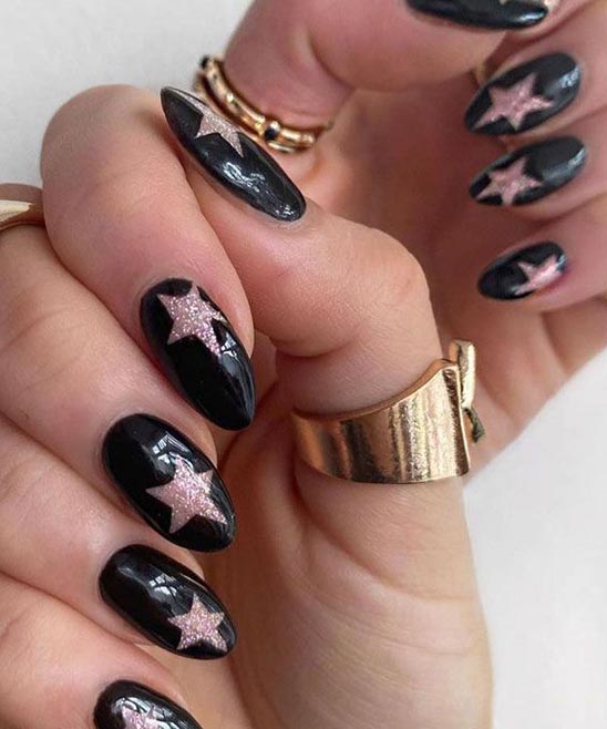 Black and Rose Gold Glitter Nails