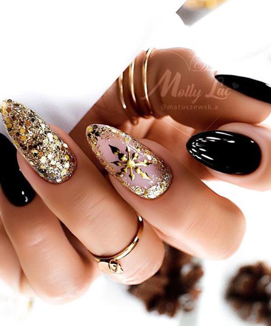 Black and Rose Gold Marble Nails
