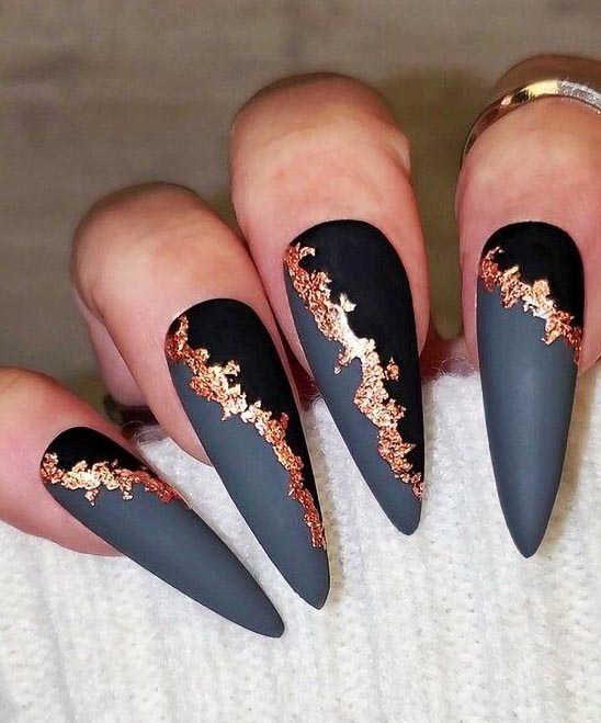 Black and Rose Gold Nail Ideas