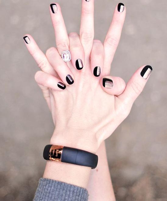 Black and Rose Gold Stiletto Nails