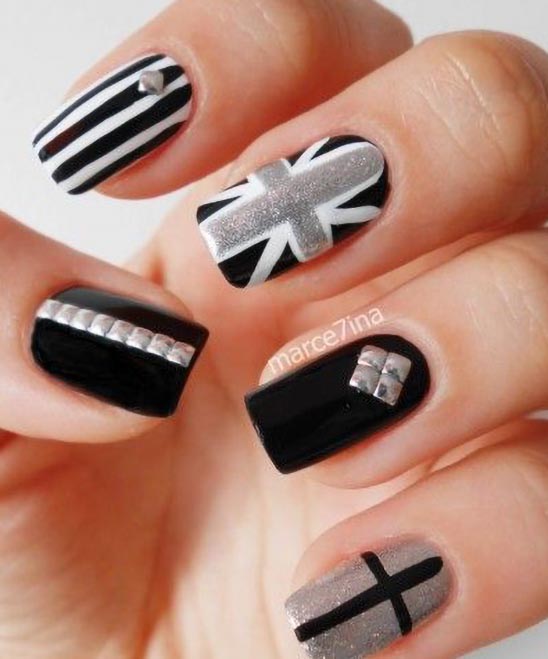 Black and White Acrylic Nails