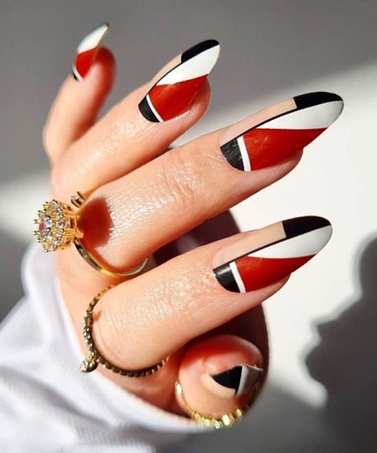 Black and White Dress Red Nails