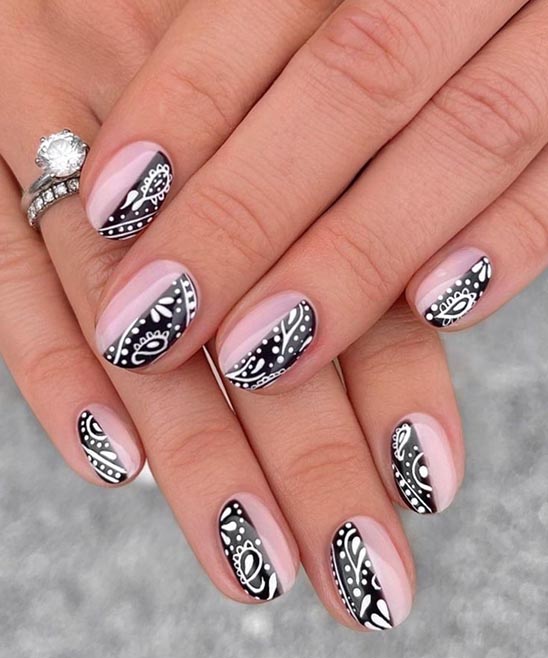Black and White Flame Nails
