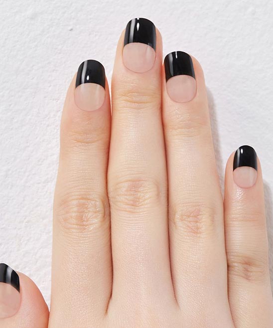 Black and White French Almond Nails