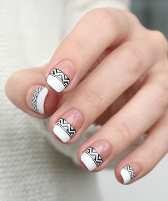 Black and White French Tip Nail Art