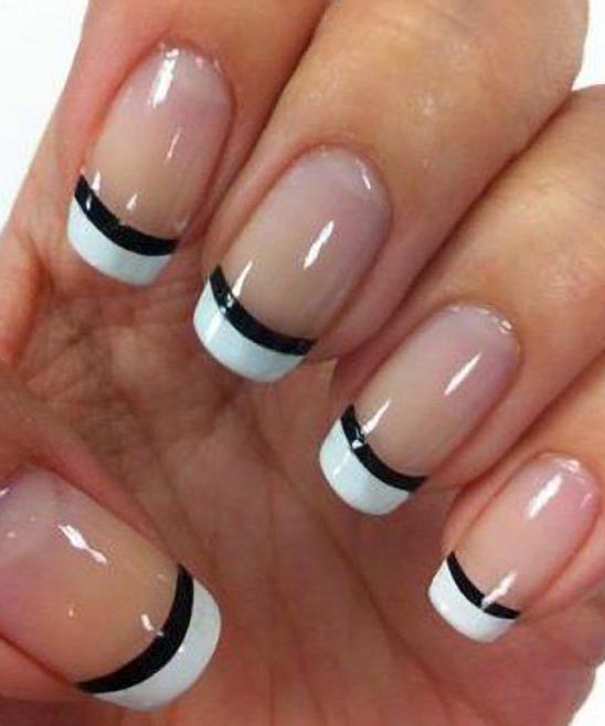 Black and White French Tip Square Nails