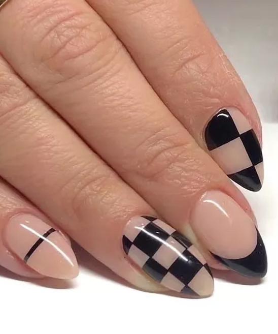 Black and White Geometric Nail Art