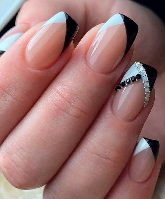 Black and White Heart Nails