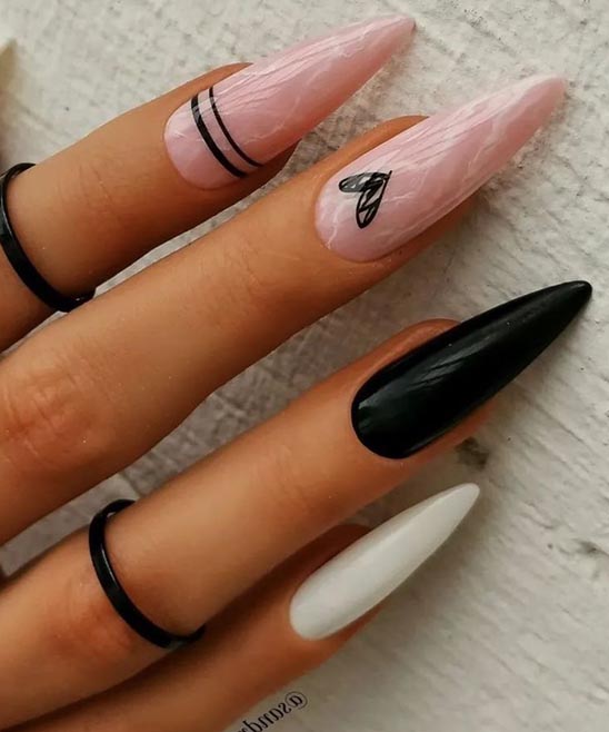 Black and White Ombre Acrylic Nails