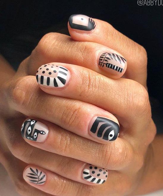 Black and White Ombre Nail Art