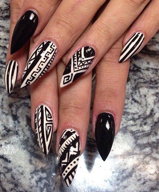 Black and White Simple Nail Art