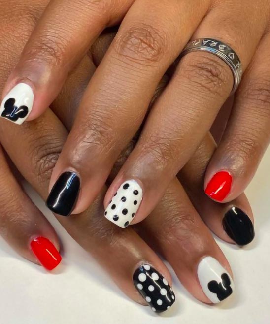 Black and White and Red Nails