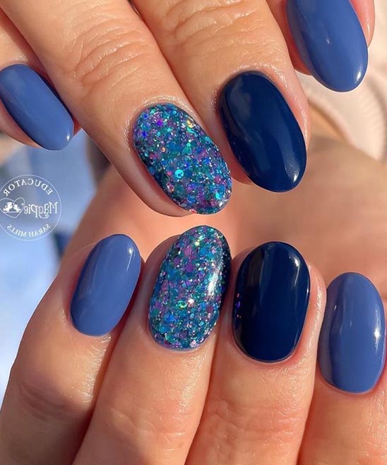 Blue Nails With Designs