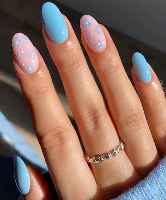 Blue Nails With Heart Design