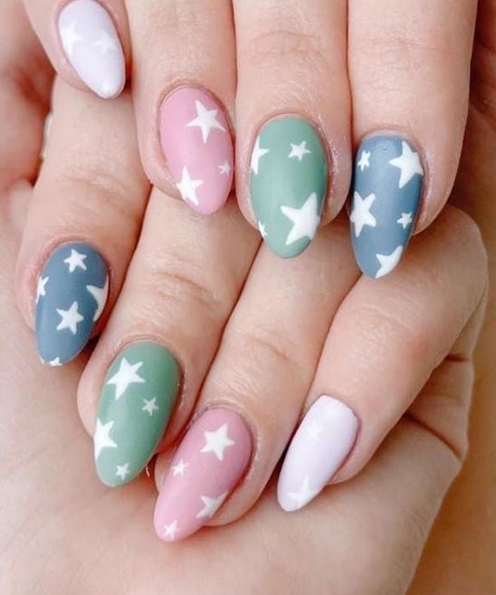 Blue Pink and White Nail Designs