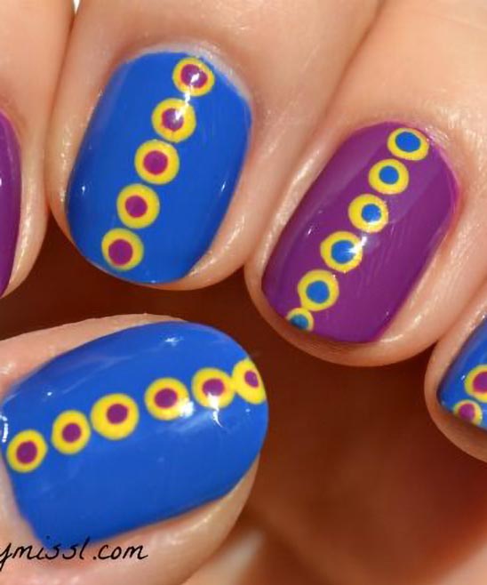 Blue Purple and White Nail Designs