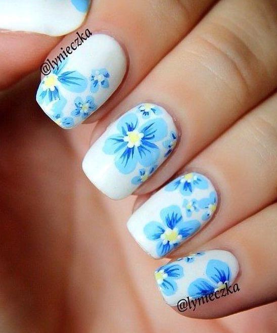Blue and White Acrylic Nail Designs