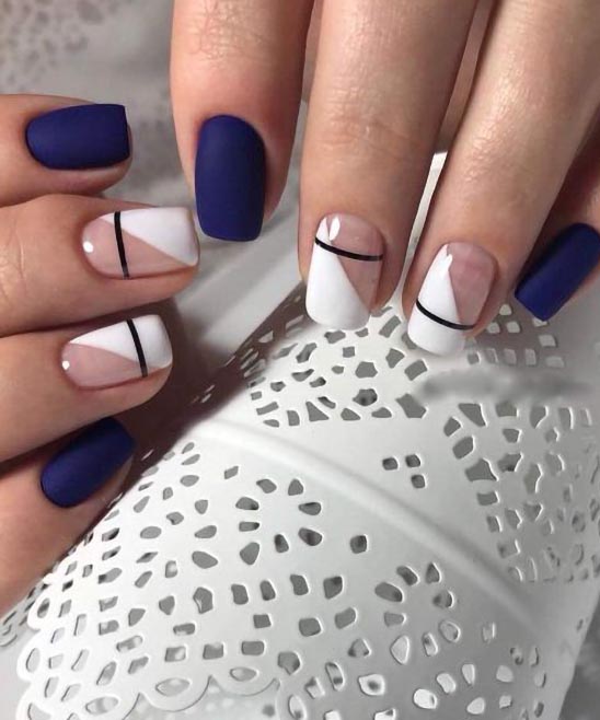 Blue and White Design Nails
