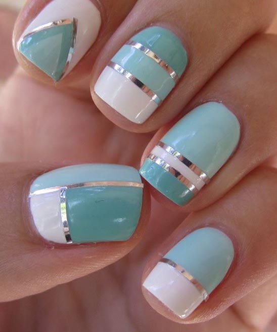 Blue and White Gel Nail Designs