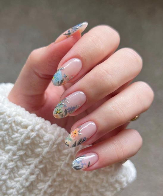 Blue and White Marble Nails