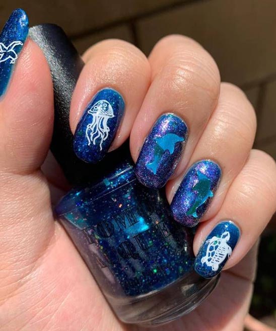 Blue and White Nails Designs