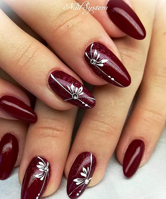 Burgundy Acrylic Nail Ideas Pointy