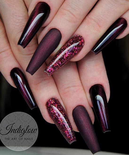Burgundy Acrylic Nails Designs