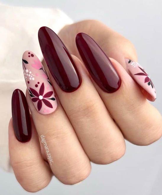 Burgundy Coffin Nail Ideas