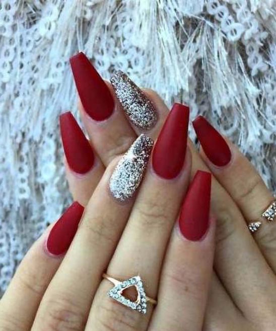 Burgundy Color Nails Matt