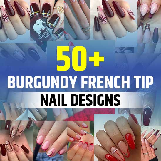 Burgundy French Tip Nails