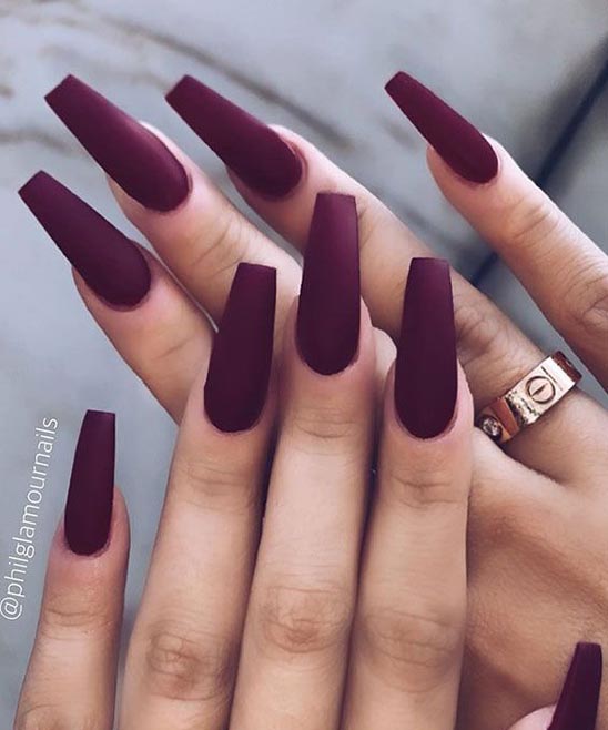 Burgundy Glitter Nails