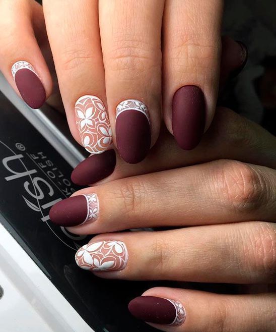 Burgundy Matte Acrylic Nails