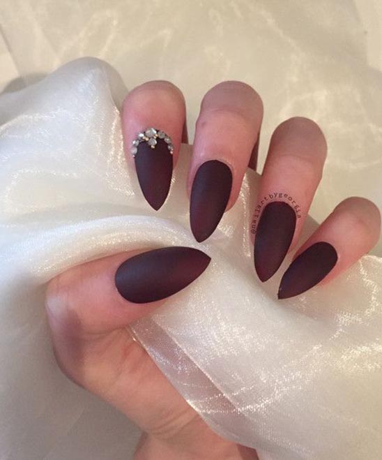 Burgundy Matte Almond Nails