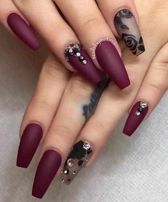 Burgundy Matte Coffin Nails