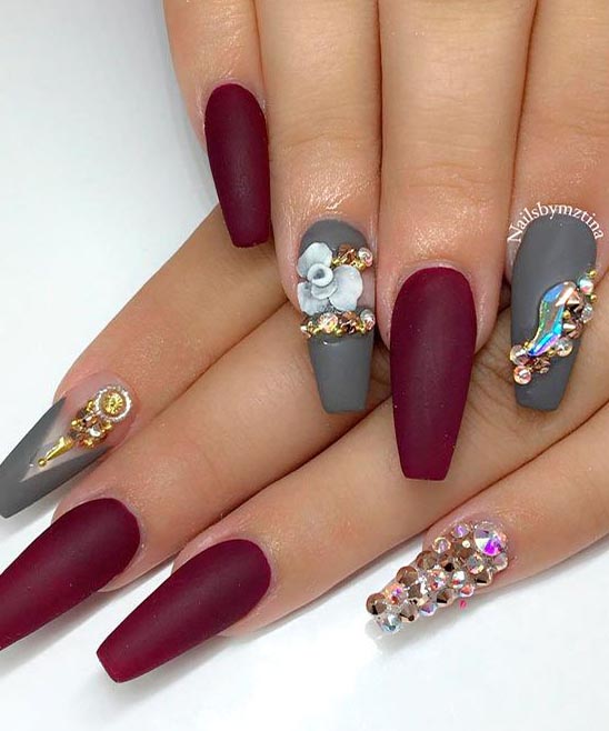 Burgundy Matte Fake Nails