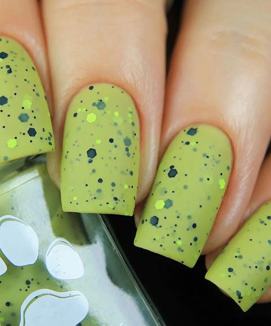 Burgundy Matte Nails With Glitter