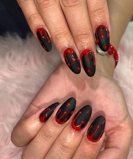 Burgundy Matte Nails With Gold