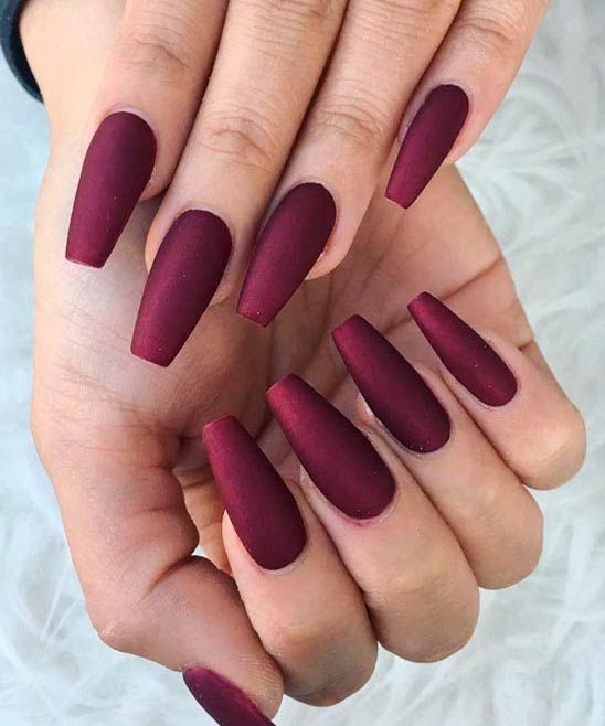 Burgundy Nails Coffin Matte