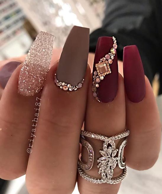 Burgundy Nails Coffin Matte