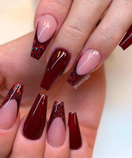 Burgundy Nails Ideas for Homecoming