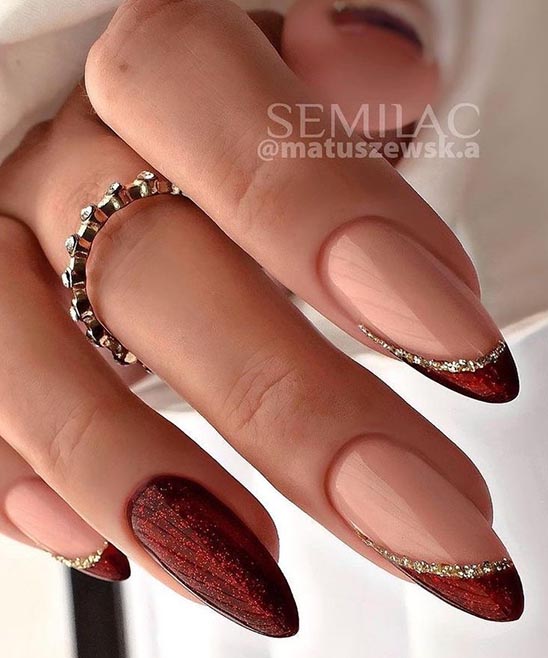 Burgundy Nails Short