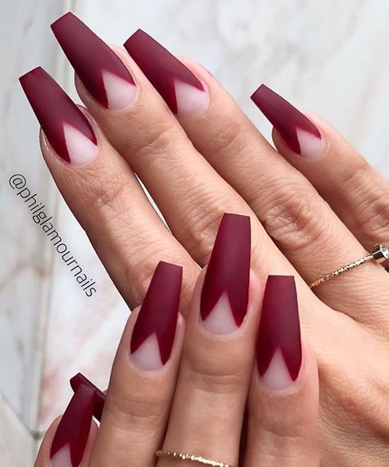 Burgundy Nails With Gold Accent Nail