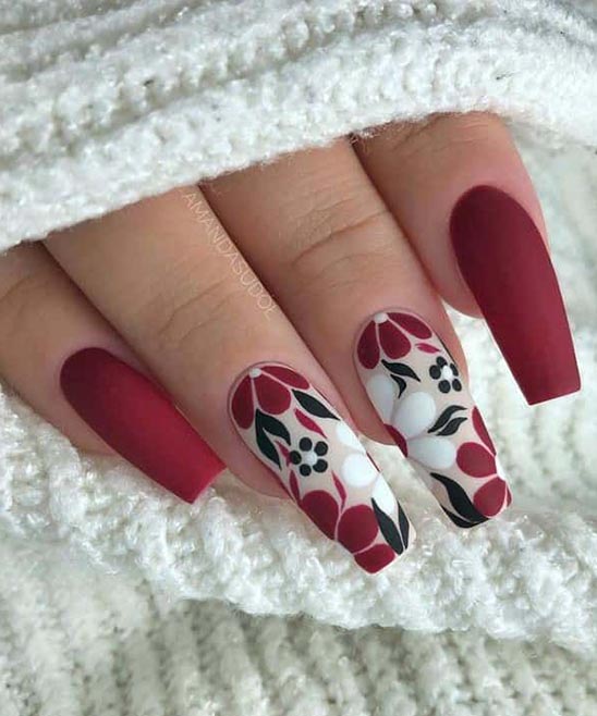 Burgundy Nails With Gold Tips