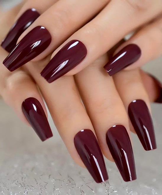 Burgundy Ombre Coffin Nails