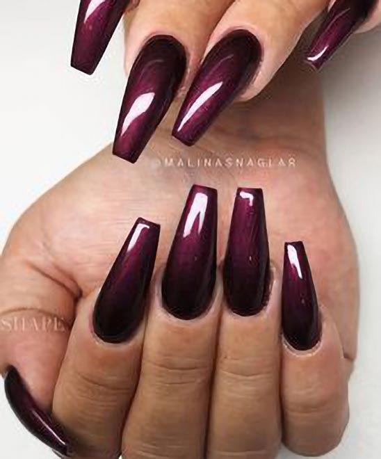 Burgundy Ombre Dip Nails